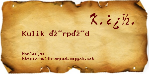 Kulik Árpád névjegykártya